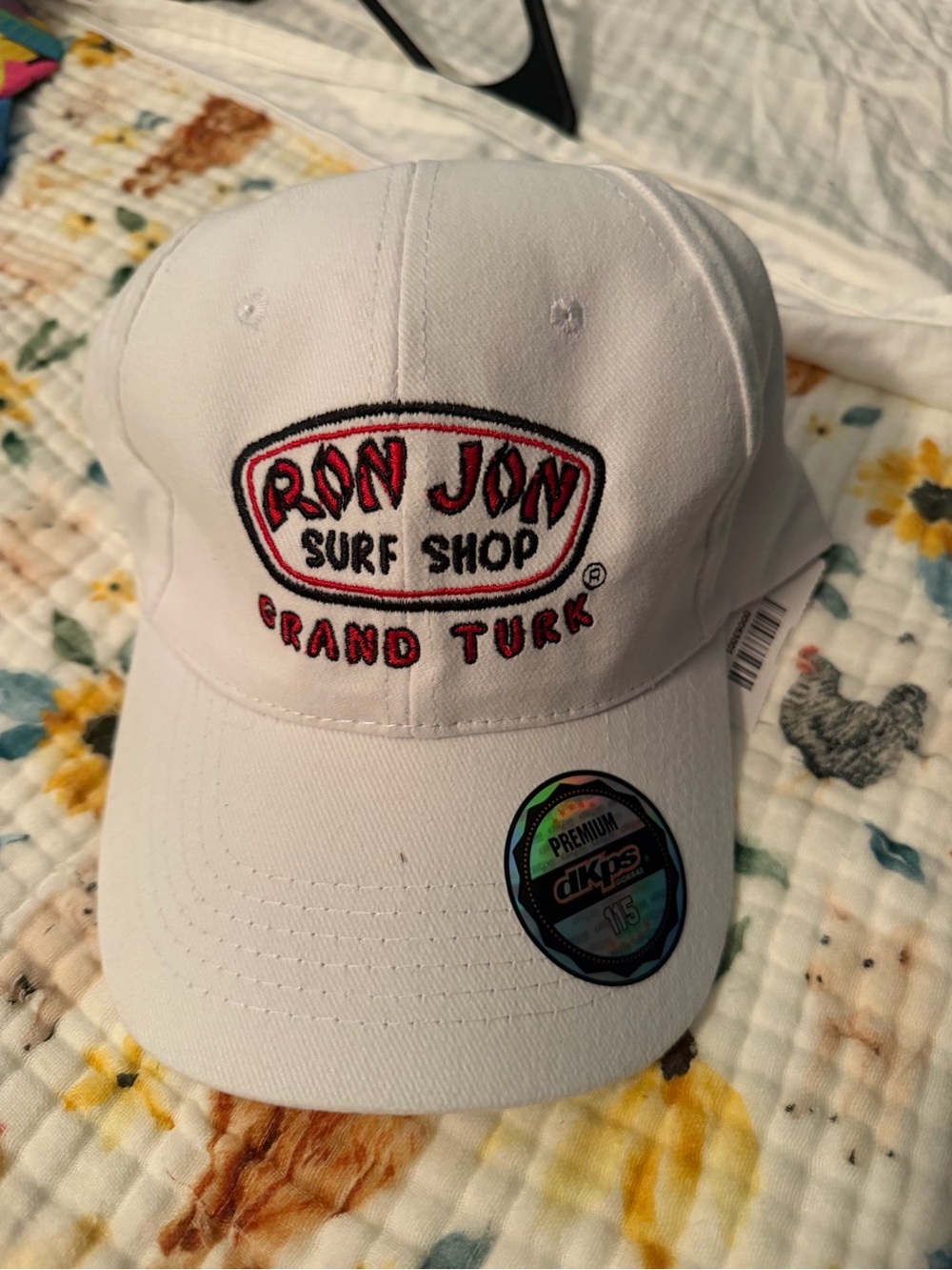 Ron Jon White Baseball Cap with Red Embroidered Logo